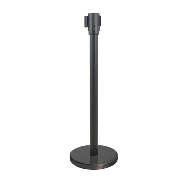 Crowd Control Stanchion w/ Retractable Belt, Black